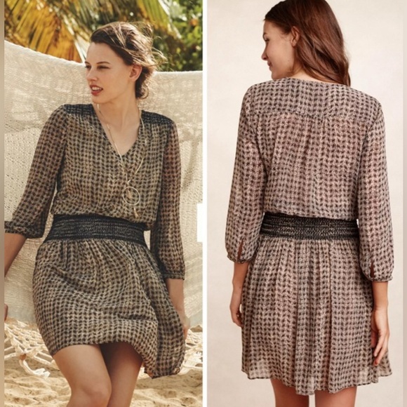 ANTHROPOLOGIE Daytripper Callista Lined Smock Waist Dress by VANESSA VIRGINIA - Picture 2 of 10